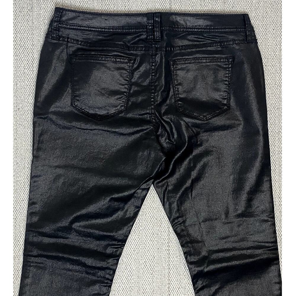 a.n.a Petite Coated Jeans Womens 12P 34X28 Black Wax Skinny Gloss Stretch Biker - Picture 4 of 13